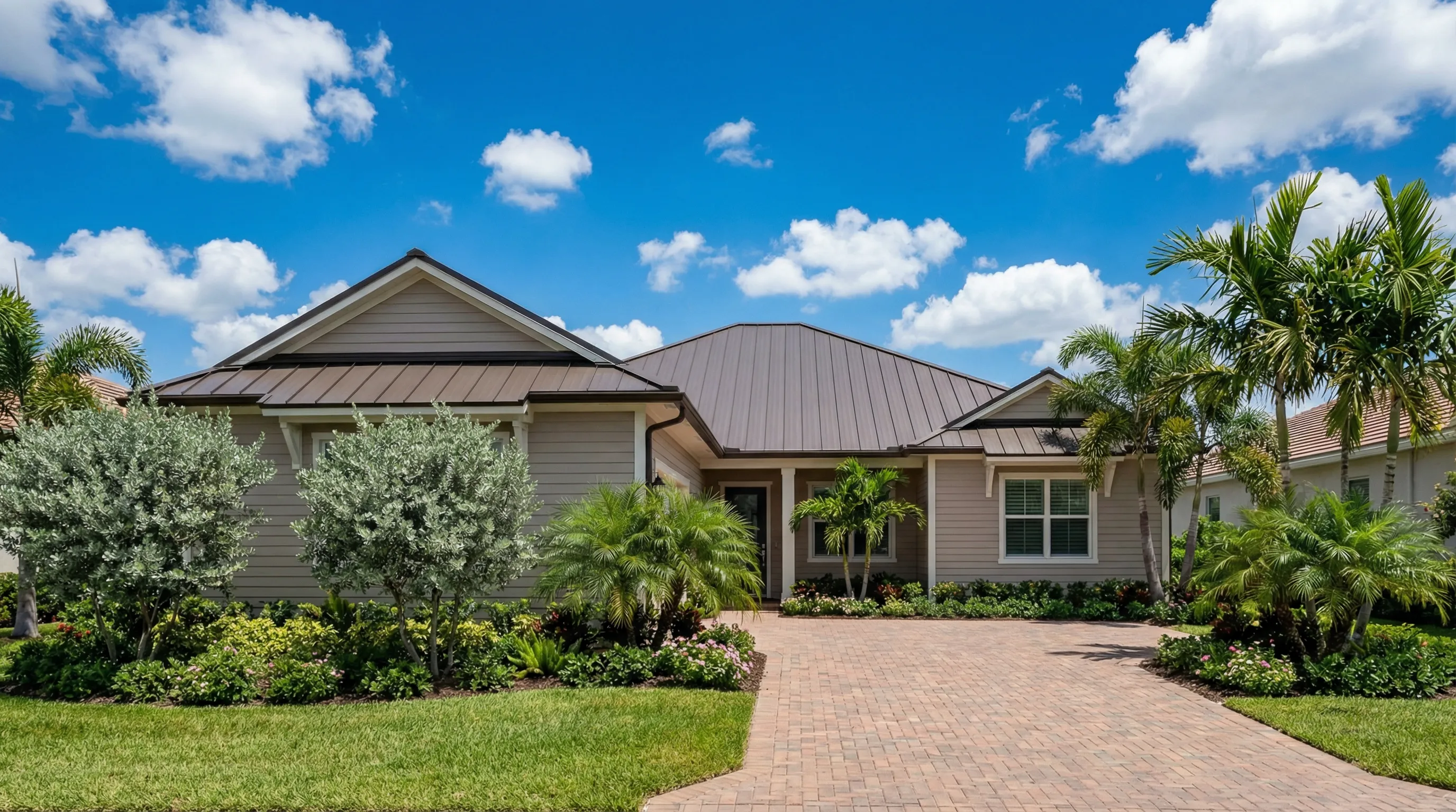 A finished Haven roof replacement in a Doral neighborhood — architectural shingles installed to HVHZ standards with NOA-compliant underlayment and mechanically fastened ridge caps. Roofing Services in Doral, FL — mid 3 photo by Haven in Doral, FL
